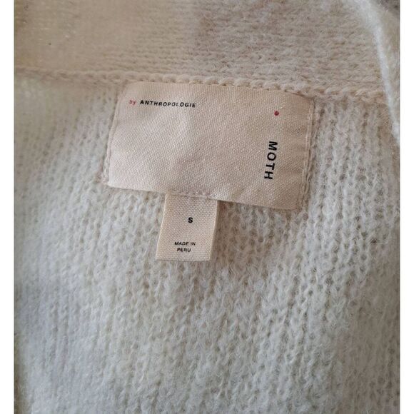 Moth anthropologie womens small LONG tan yellow cardigan sweater alpaca - Picture 6 of 8